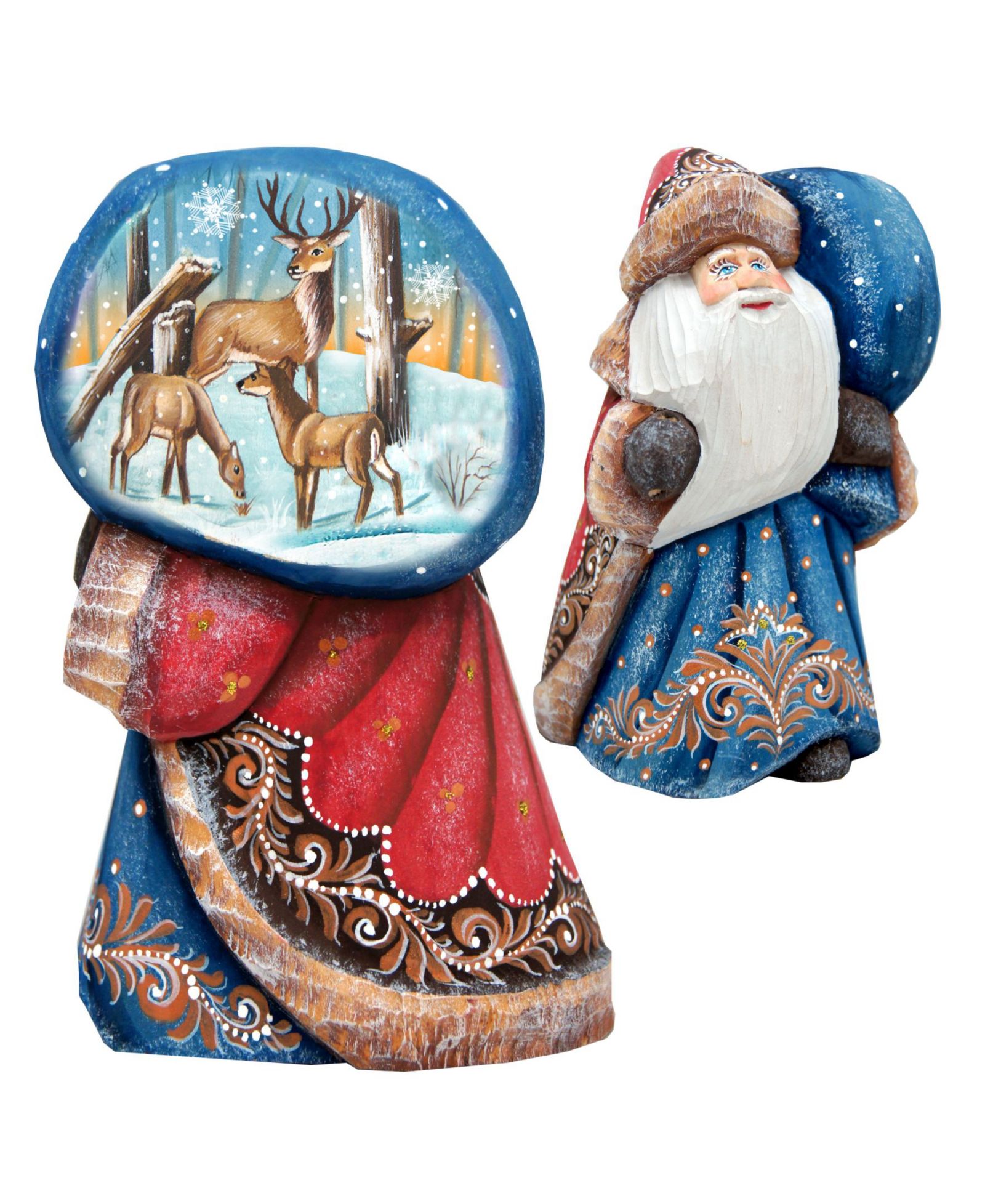 Фигурка G.DeBrekht Woodcarved Santa Reindeer с мешком