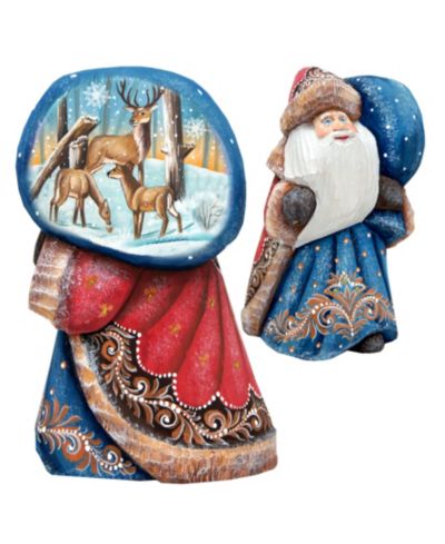 Фигурка G.DeBrekht Woodcarved Santa Reindeer с мешком