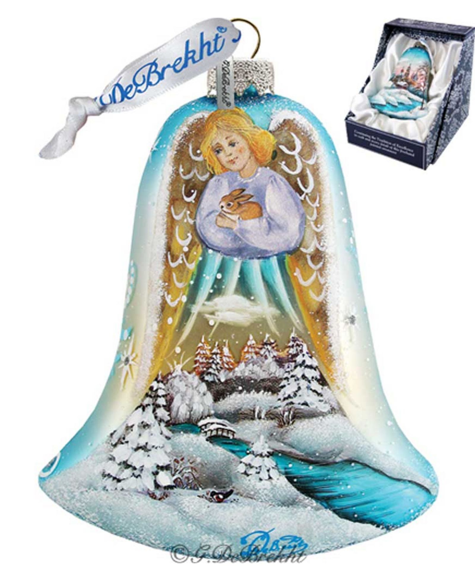 Декор G.DeBrekht Angel Bell with Bunny Glass Ornament