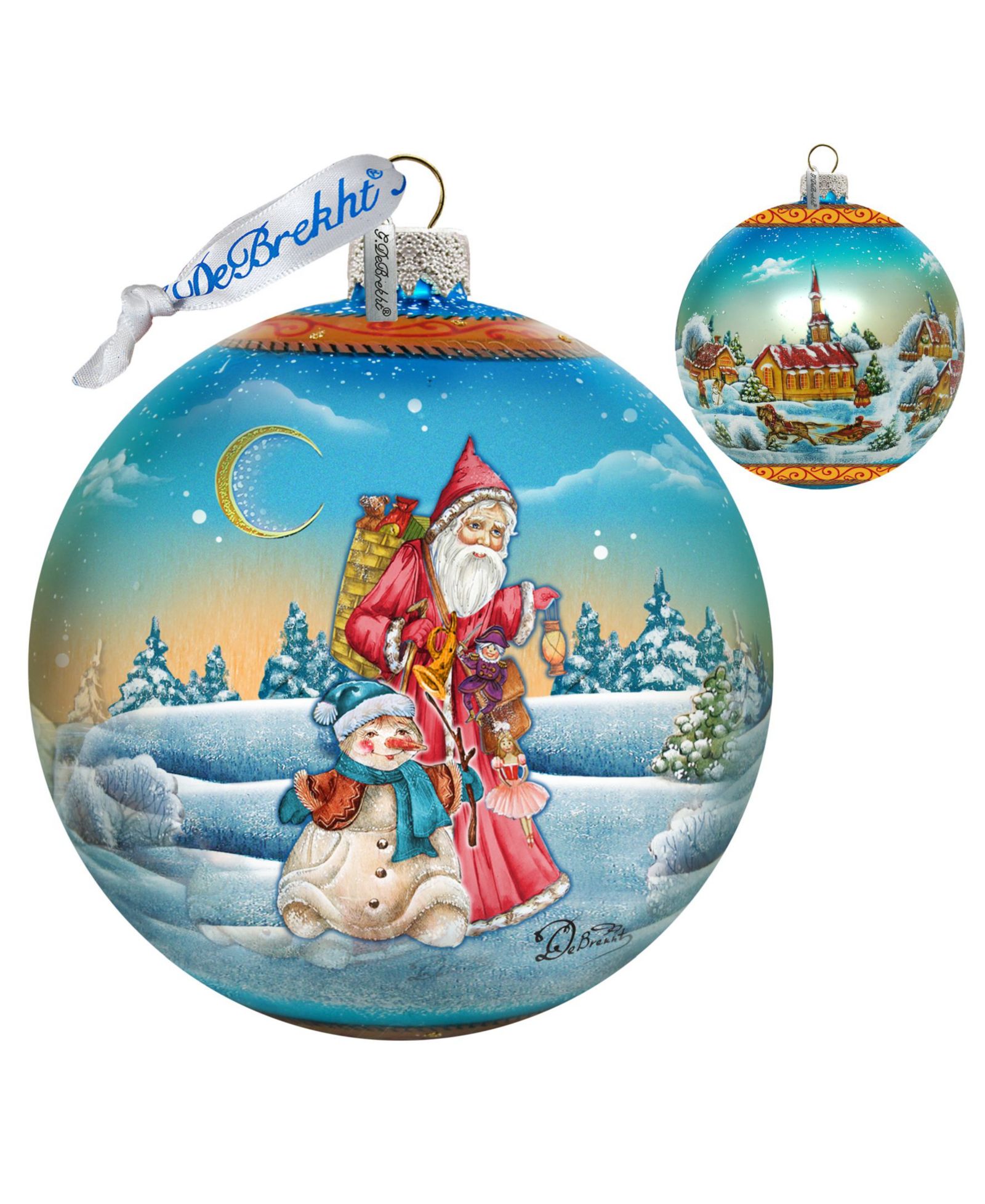 Стеклянное елочное украшение G.DeBrekht Limited Edition Oversized Winter Village Christmas Ball