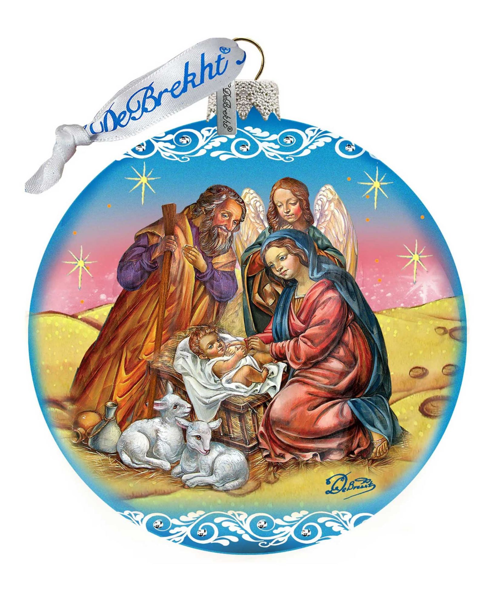Елочное украшение G.DeBrekht Limited Edition Nativity Ball In Blue Glass Ornament
