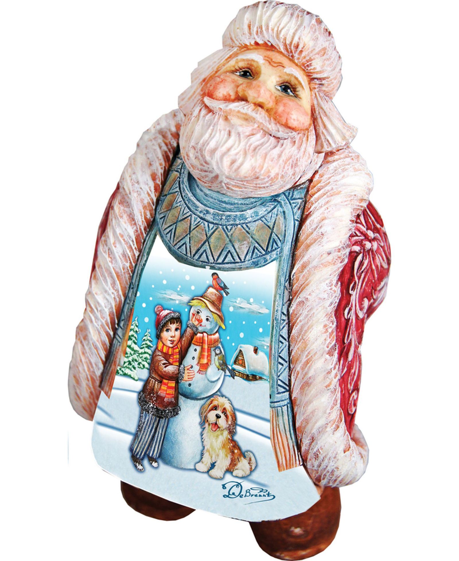 Фигурка G.DeBrekht Scenic Santa с ребенком и собакой, лепящих снеговика