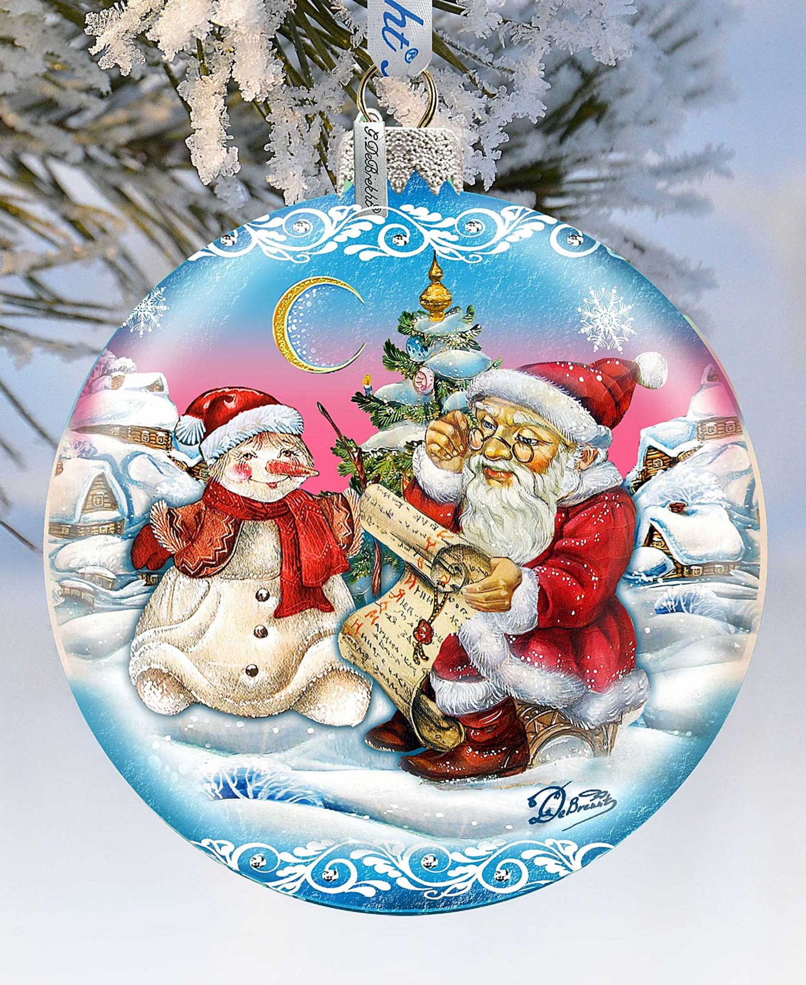 G.DeBrekht Лимитированная серия стеклянное украшение Santa List Ball
