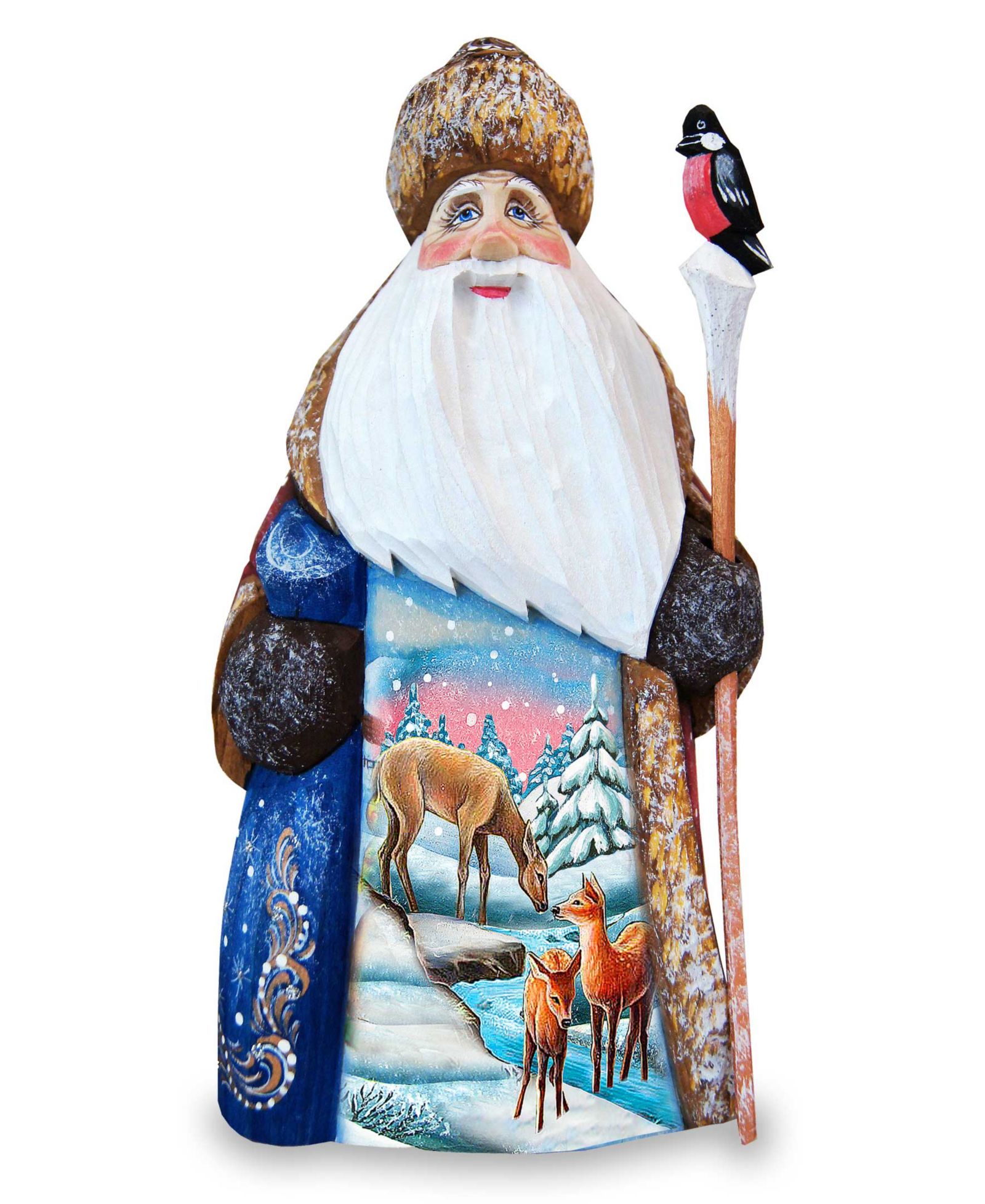 Фигурка G.DeBrekht Woodcarved and Hand Painted Santa Deer Crossing Santa