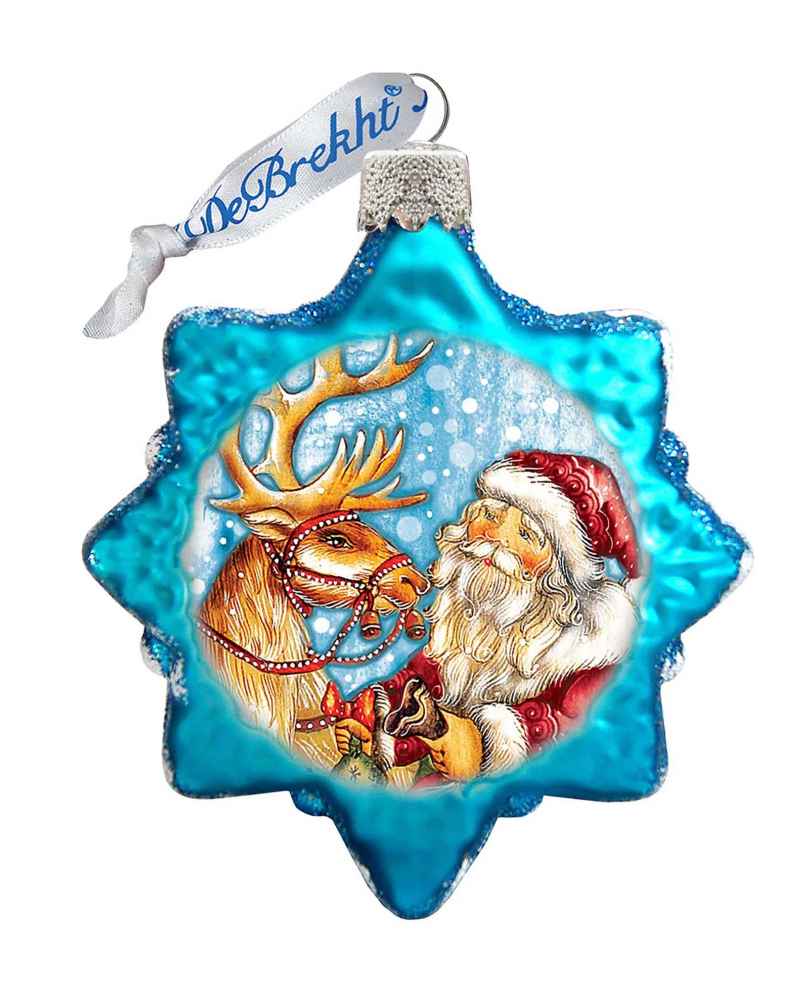 Стеклянное украшение G.DeBrekht Reindeer Santa