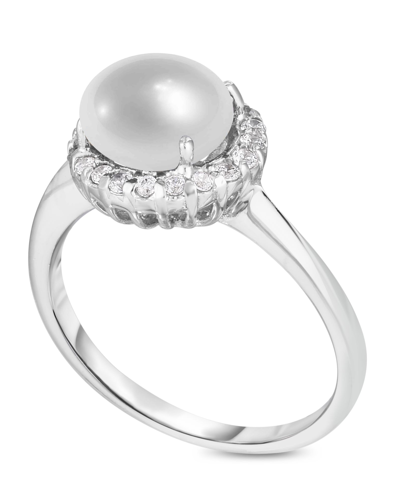 Кольцо Birthstone Round Cubic Zirconia Halo Solitaire Silver Plate