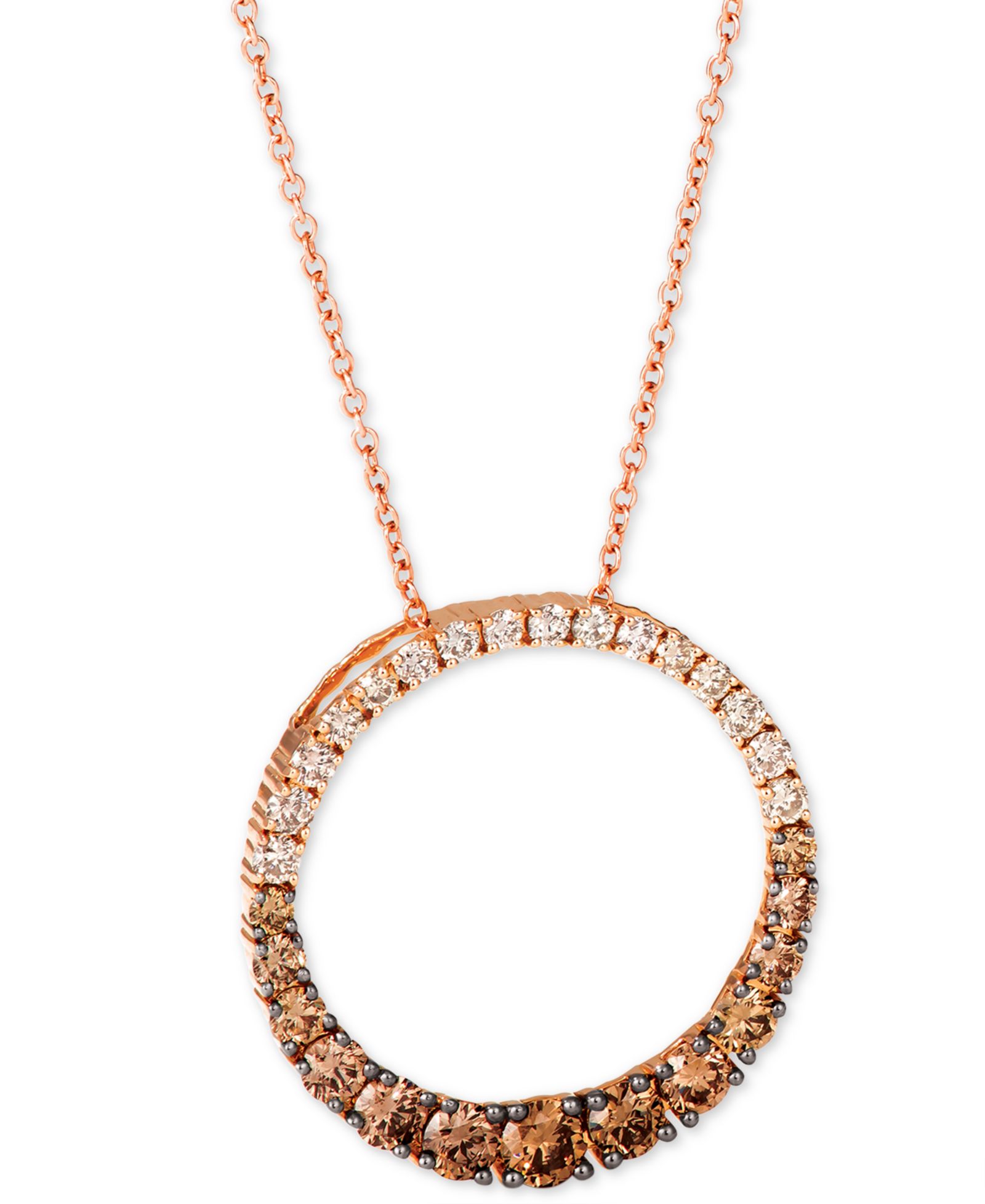 Le Vian® Chocolate Diamond Ombré Circle 18" Adjustable Pendant Necklace (1-1/5 ct. t.w.) in 14k Rose Gold , 14k White Gold or 14k Yellow Gold