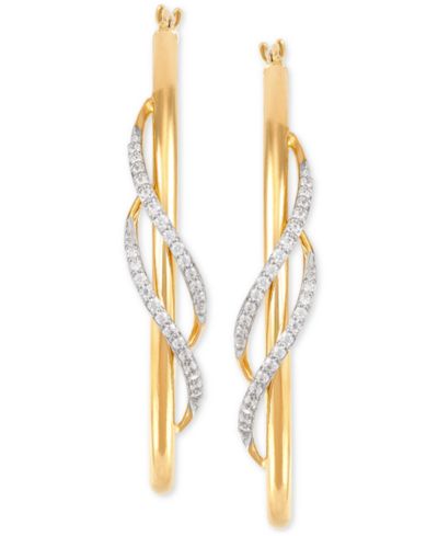 Diamond Twist Medium Twist Hoop Earrings (1/5 ct. t.w.) in 10k Gold, 1.5"