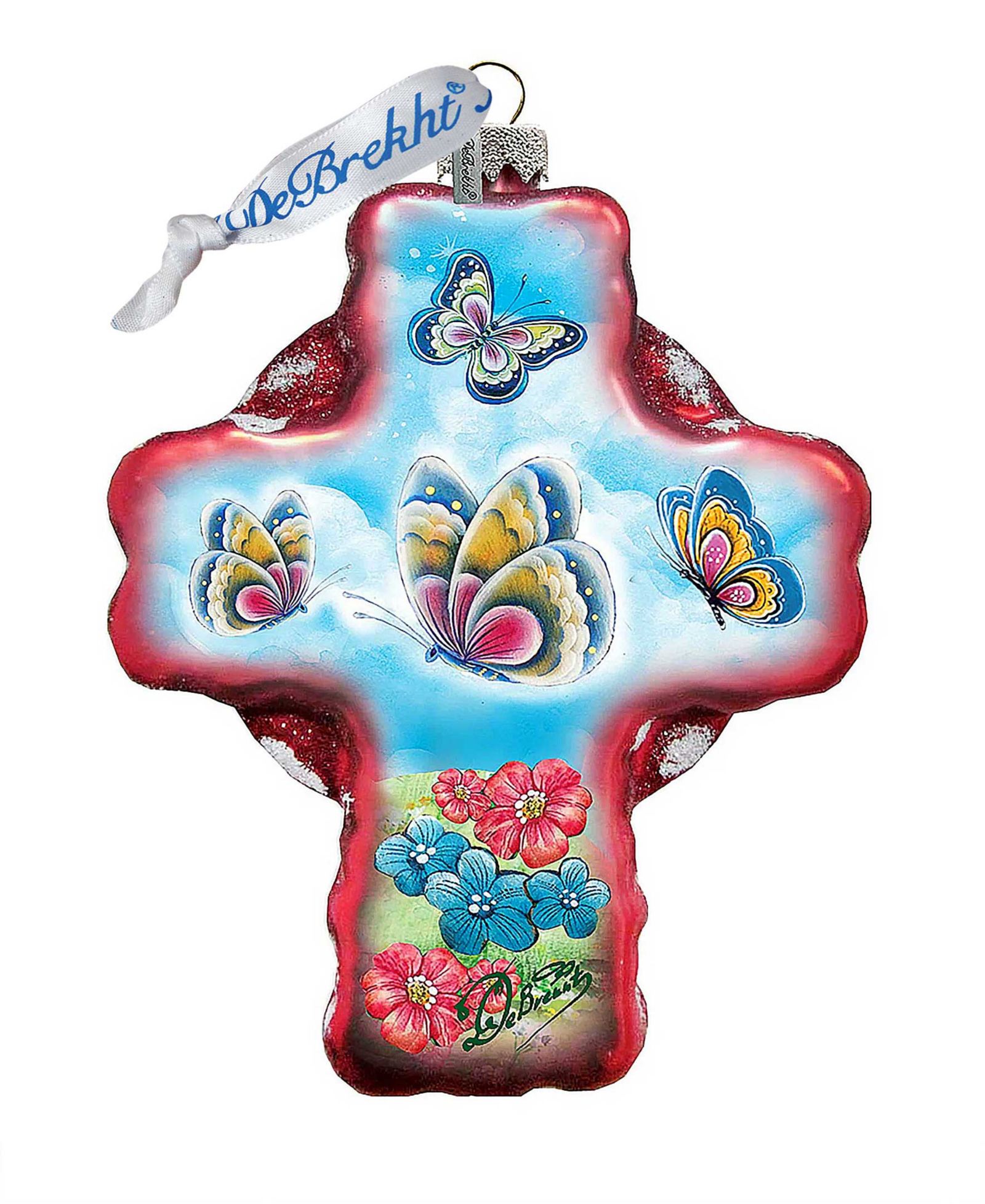 Стеклянное украшение G.DeBrekht Butterflies Cross