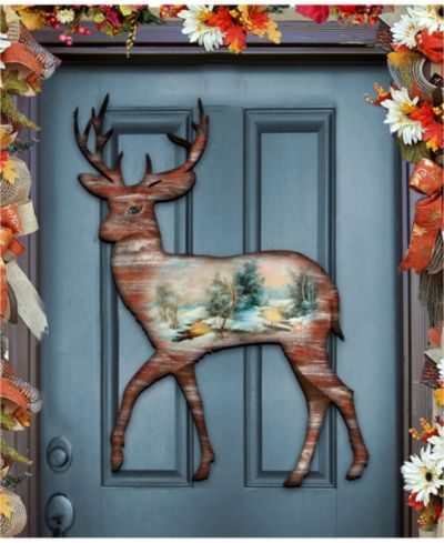 Декоративное деревянное украшение Designocracy Christmas Woodsy Deer Door Hanger