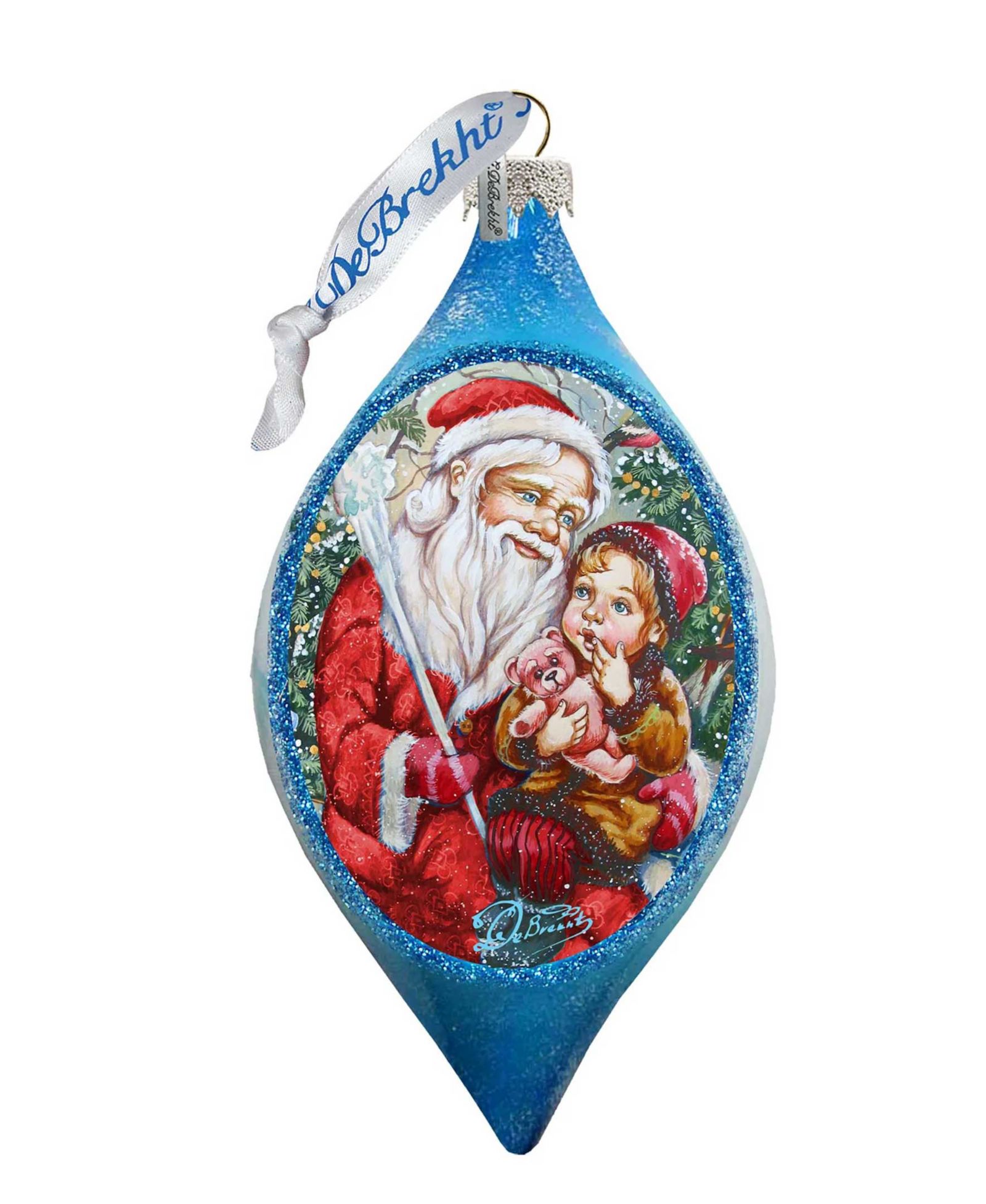 Стеклянное украшение G.DeBrekht Teddy Bear Santa Drop Glass Ornament