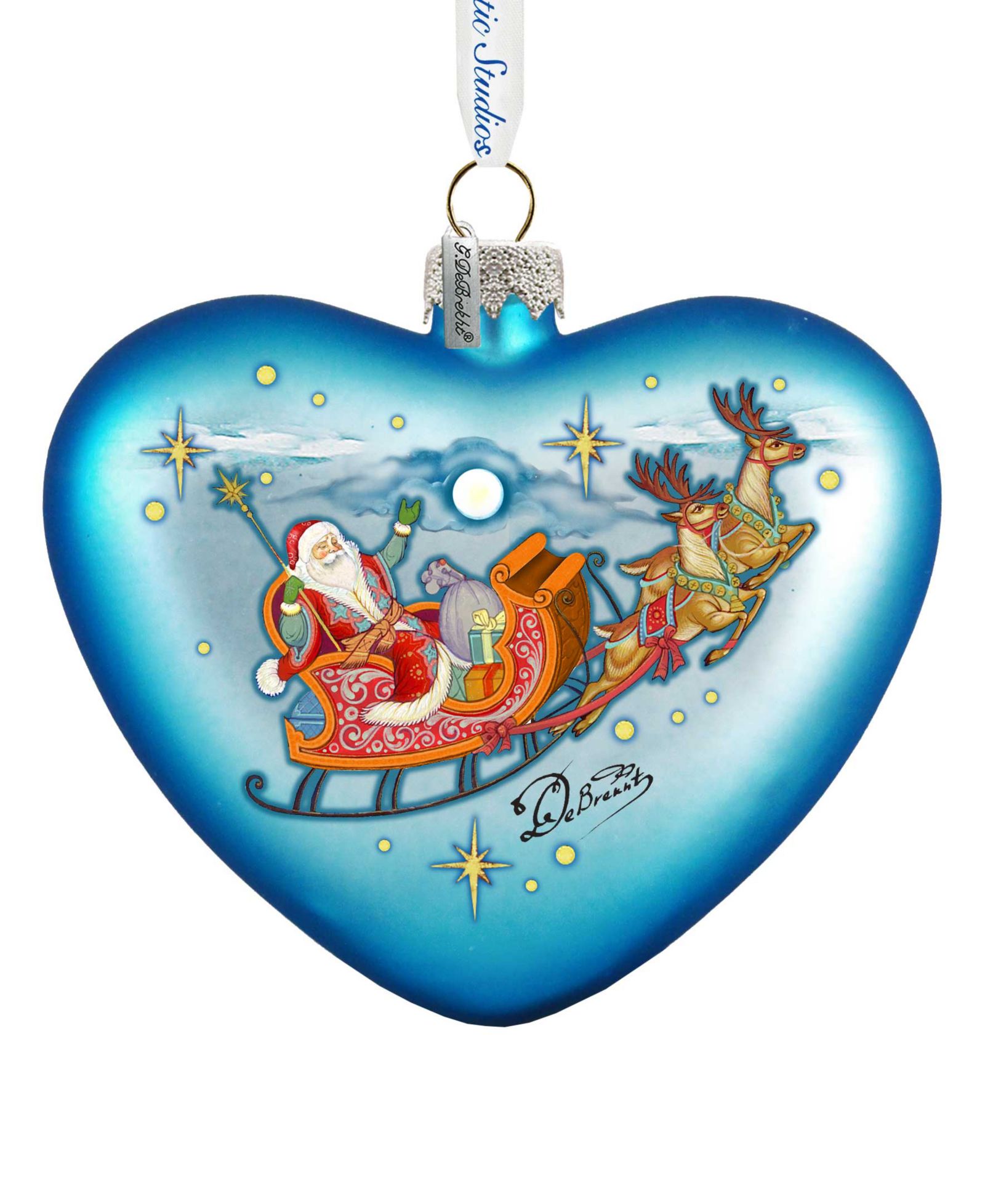 G.DeBrekht украшение Santa on His Way из цветного стекла