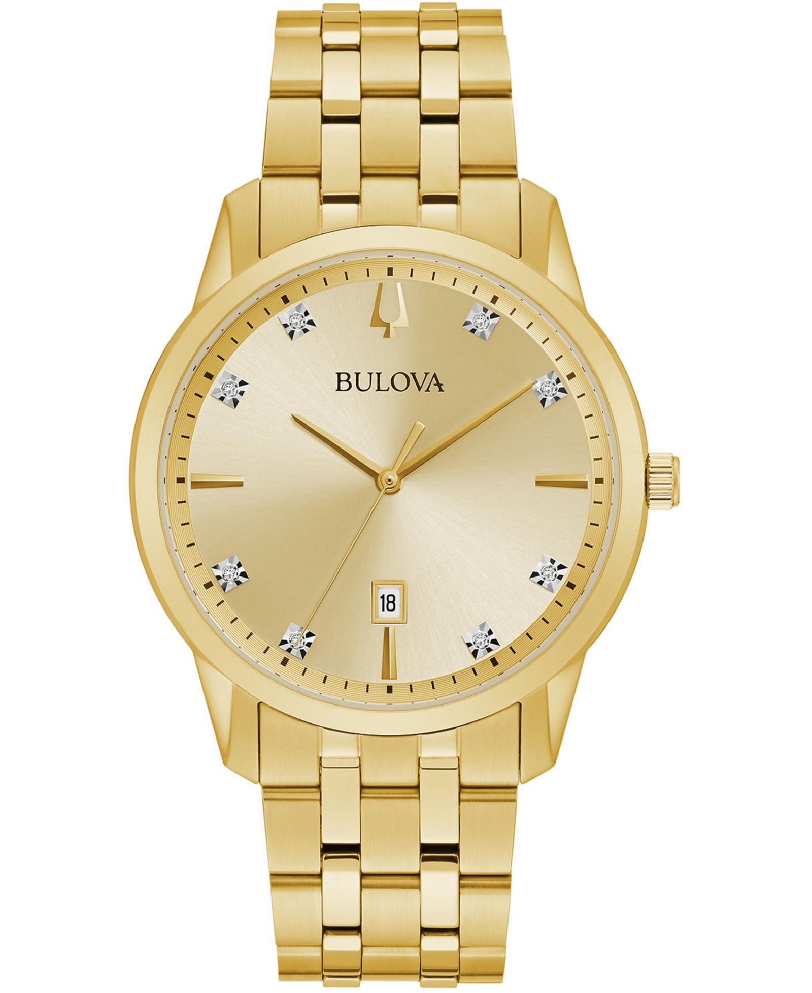Мужские часы Bulova Sutton Diamond-Accent Gold-Tone Stainless Steel Bracelet 40mm