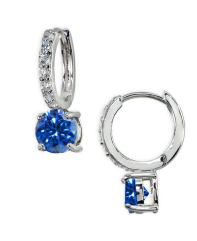 Colored Cubic Zirconia Huggie Hoop Earrings in Sterling Silver or 18k Gold over Silver (Also Available in Lab Created Opal)