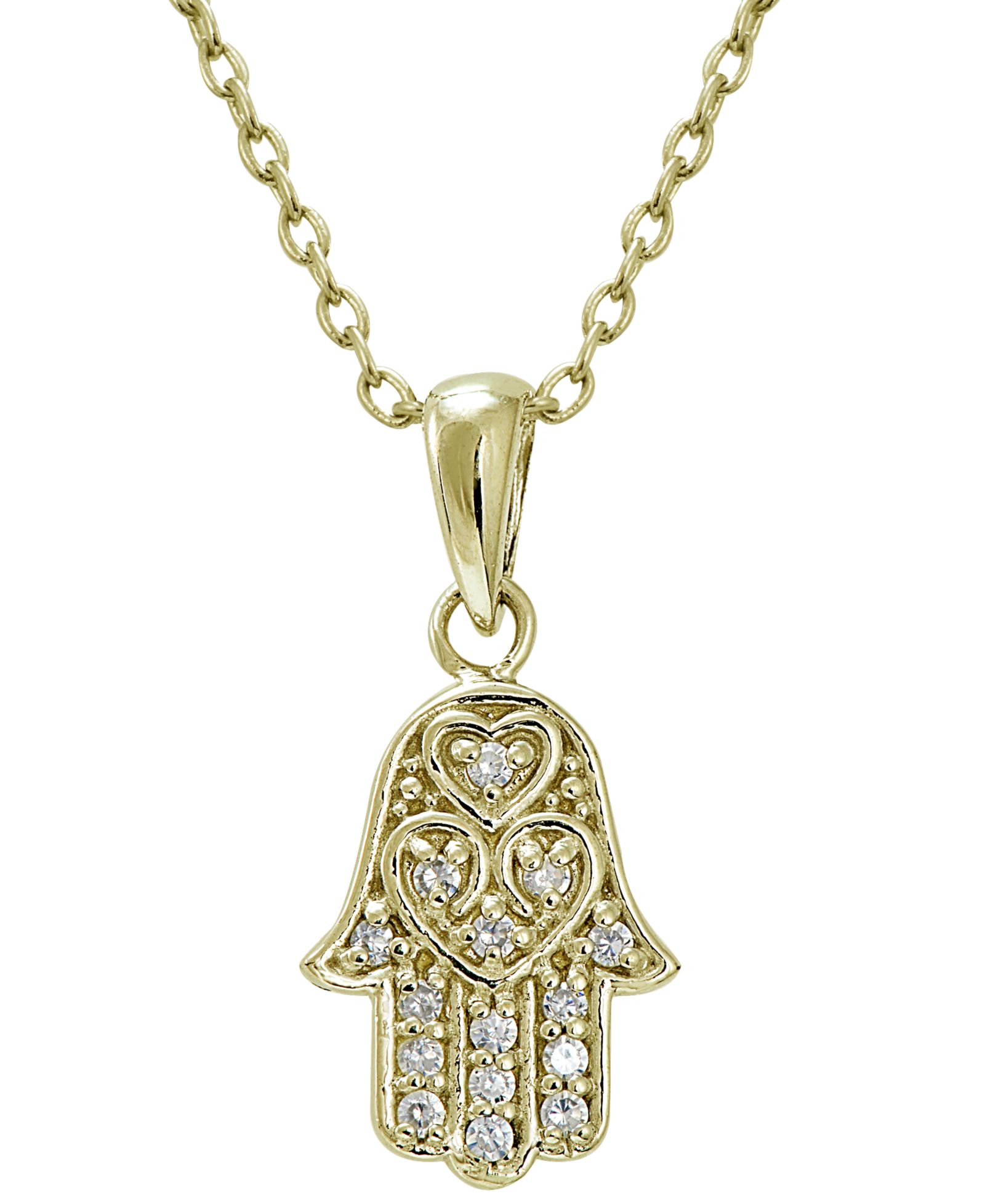 Кулон Hamsa с кубическим цирконием в позолоченном стерлинговом серебре