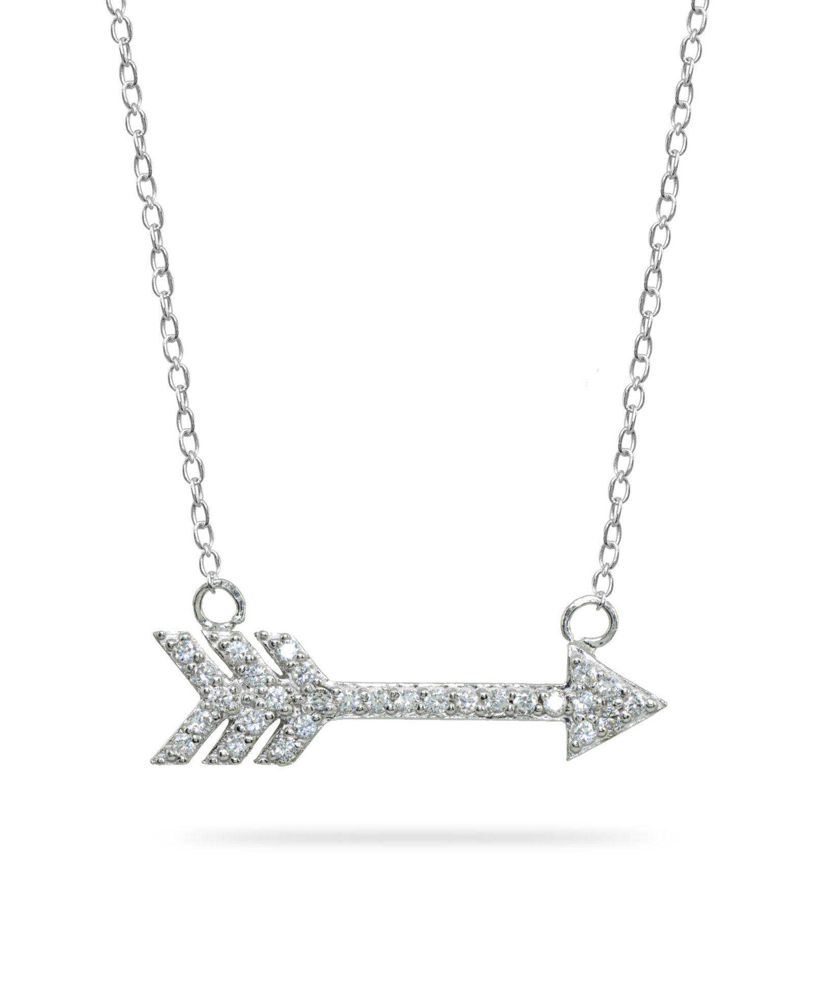 Cubic Zirconia Arrow Necklace in 18k Gold Plated Sterling Silver or Sterling Silver