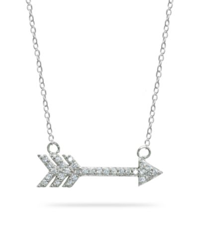 Cubic Zirconia Arrow Necklace in 18k Gold Plated Sterling Silver or Sterling Silver