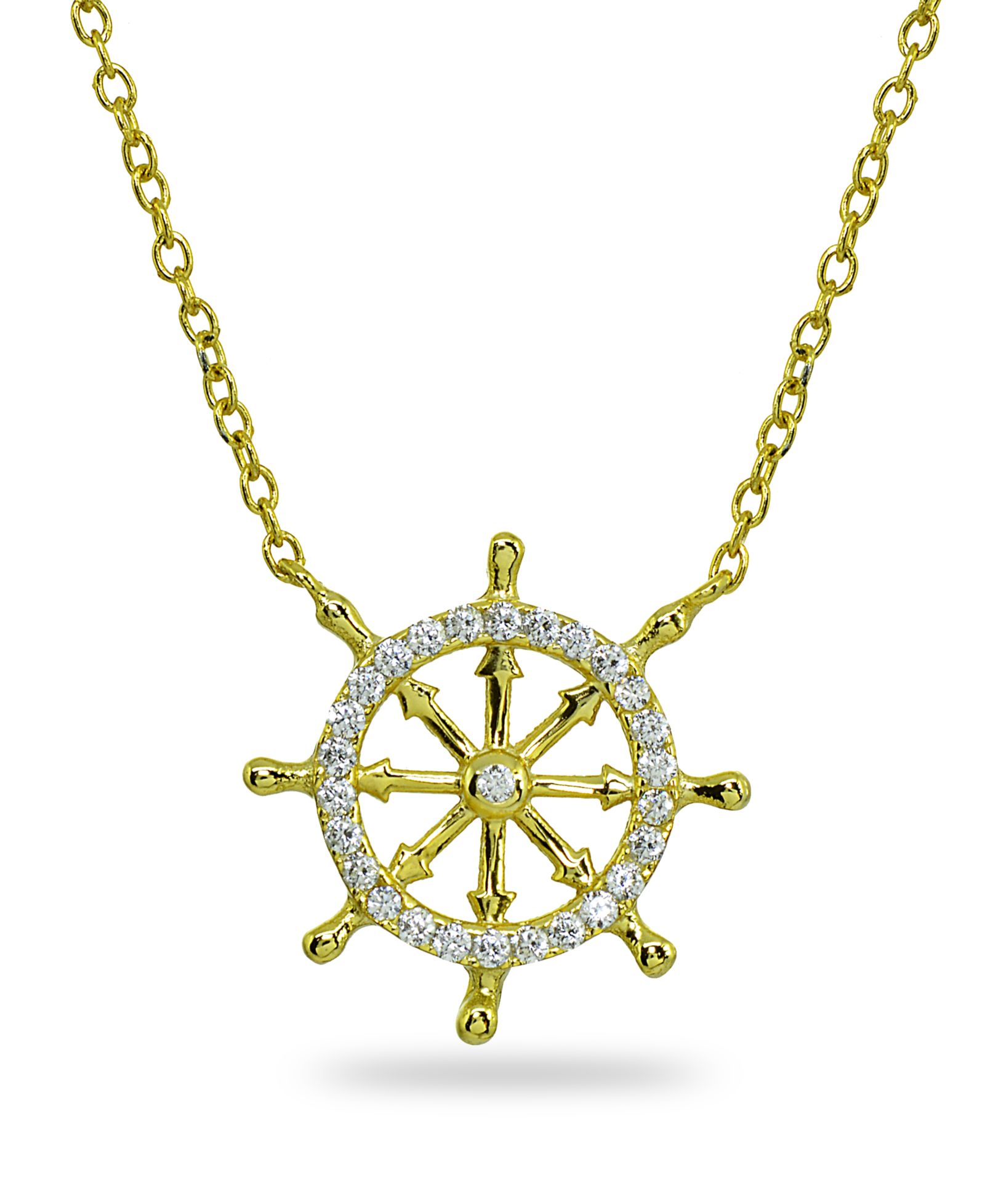 Ожерелье Ship's Wheel с кубическим цирконием из Sterling Silver или 18k Gold over Sterling Silver