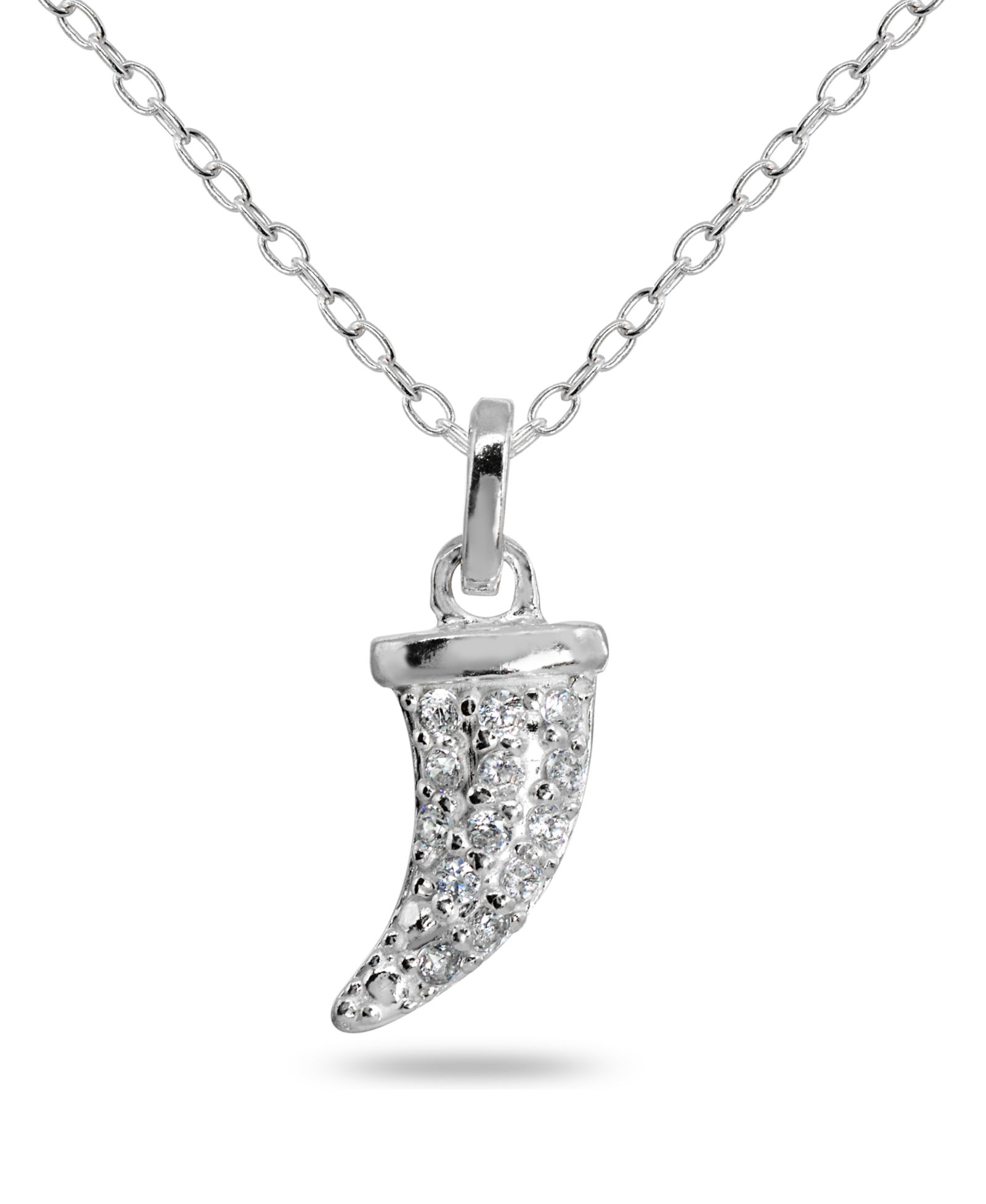 Cubic Zirconia Horn Pendant in Sterling Silver