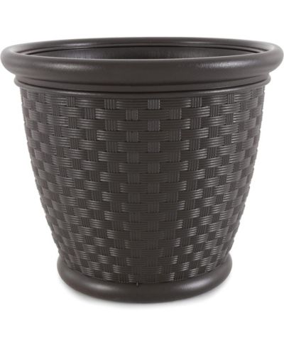 Suncast Sonora 18 Inch Resin Wicker Decorative Yard Garden Flower Planter