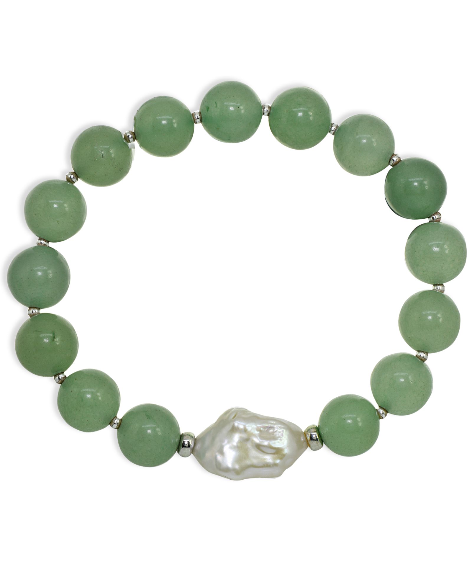 Genuine Stone Bead Biwa Pearl Stretch Bracelet
