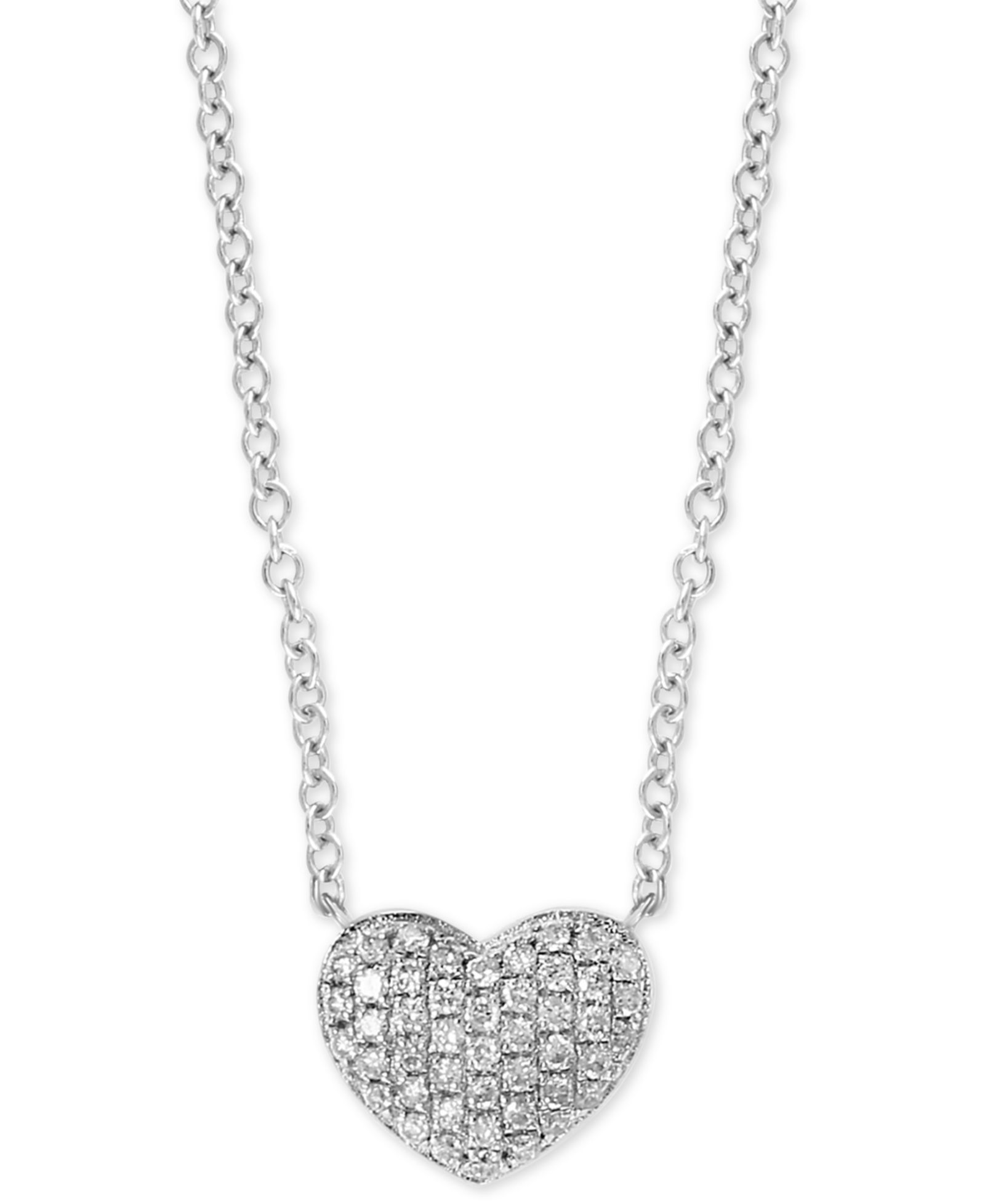Подвеска EFFY® Diamond Pavé Heart 18" в серебре или позолоченном серебре 14k Gold