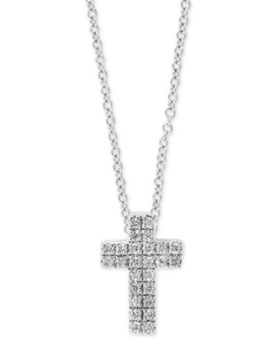 Подвеска EFFY® Diamond Pavé Cross 18" из стерлингового серебра или позолоченного стерлингового серебра