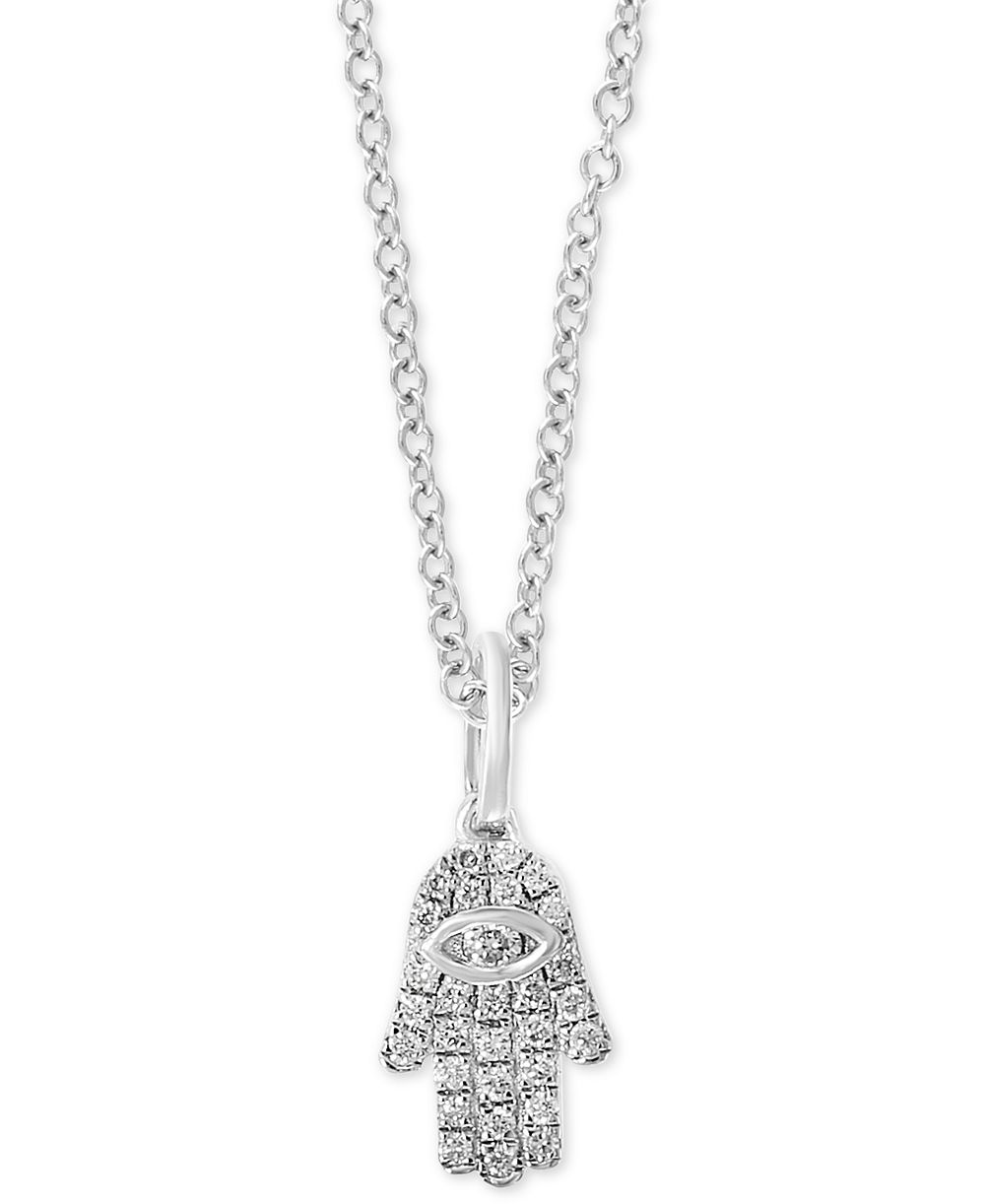 EFF Collection кулон-подвеска Diamond Pavé Hamsa Hand (1/10 карата) на цепочке 18 дюймов из стерлингового серебра или серебра с позолотой 14 карат