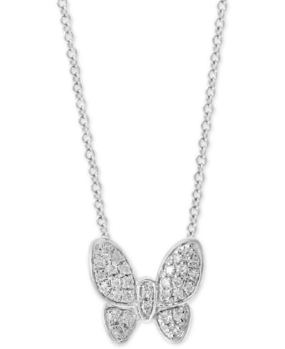 Подвеска EFFY® Diamond Pavé Butterfly 18" в стерлинговом серебре (1/10 ct. t.w.)