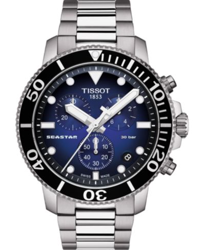 Мужские часы Tissot Seastar 1000 Gray Stainless Steel Bracelet Diver 45.5mm