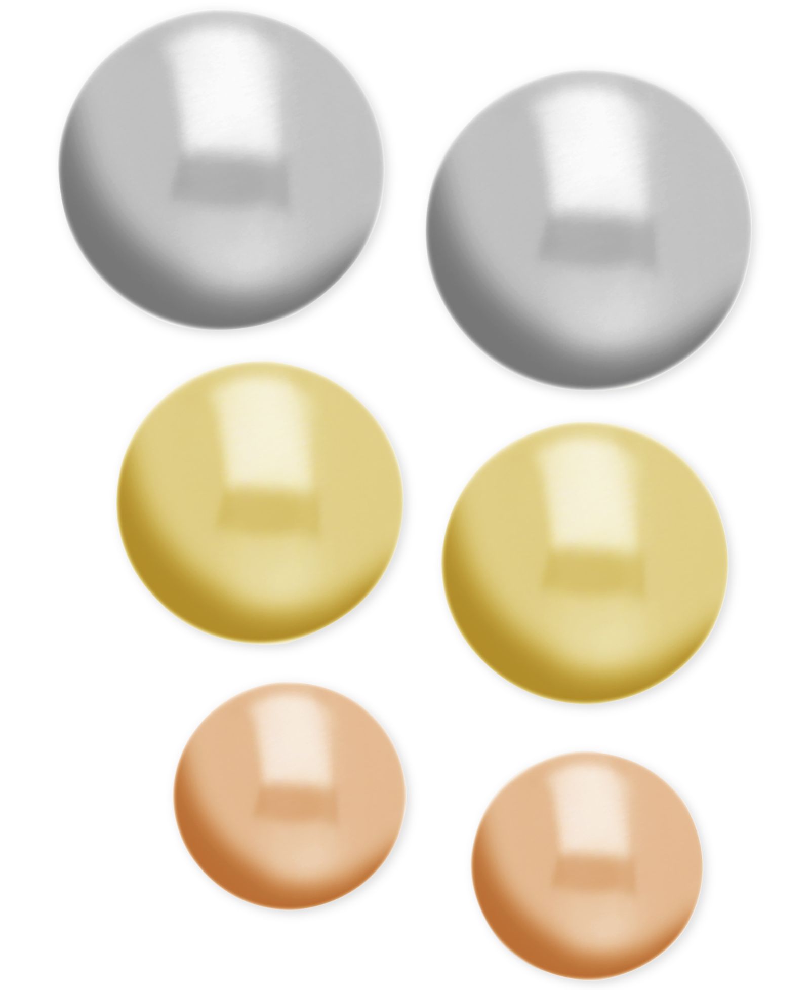 And Now This Tri-Tone 3-Pc. Set Ball Stud Silver Plate Earrings