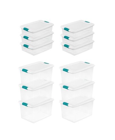 Sterilite 64 Qt Plastic Stacking Container, 6 Pack and 32 Quart Storage Boxes, 6 Pack