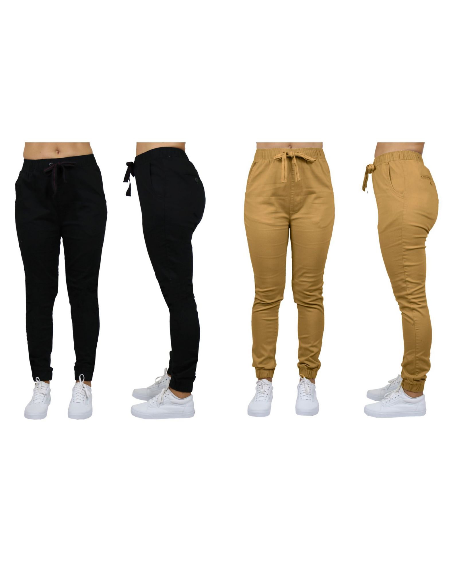 Galaxy By Harvic Women's Basic Stretch Twill Joggers, Pack of 2