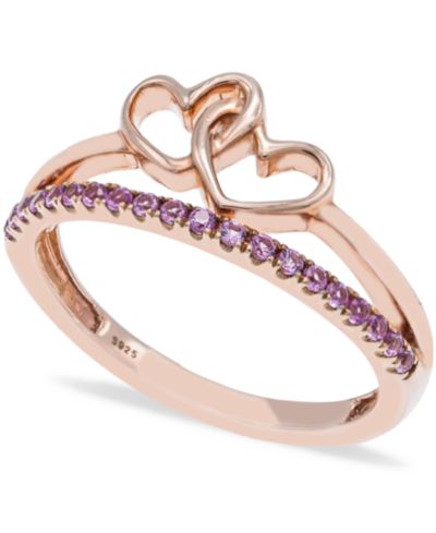 Кольцо с розовым сапфиром (1/5 ct t.w.) из розового золота 14k и стерлингового серебра