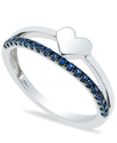 Кольцо Heart в серебряном цвете с сапфиром (1/5 ct. t.w.)