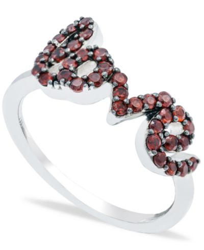Кольцо 'Love' из стерлингового серебра с гранатом 1 ct. t.w.