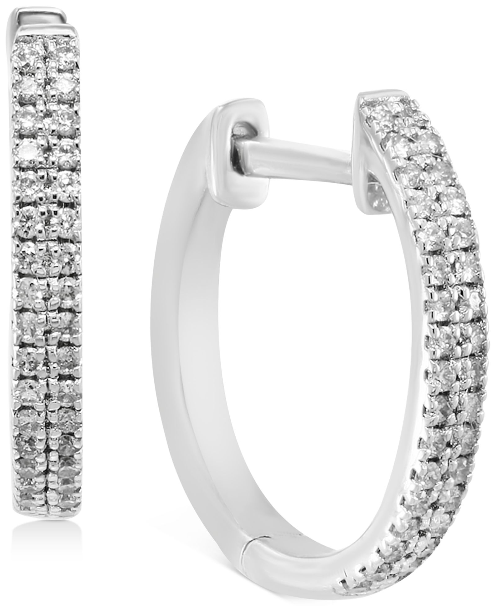 EFFY® Бриллиантовые серьги-кольца Double Row в Sterling Silver или 14k Gold-Plated Sterling Silver