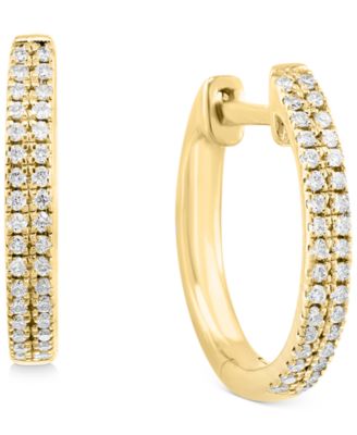 EFFY® Бриллиантовые серьги-кольца Double Row в Sterling Silver или 14k Gold-Plated Sterling Silver
