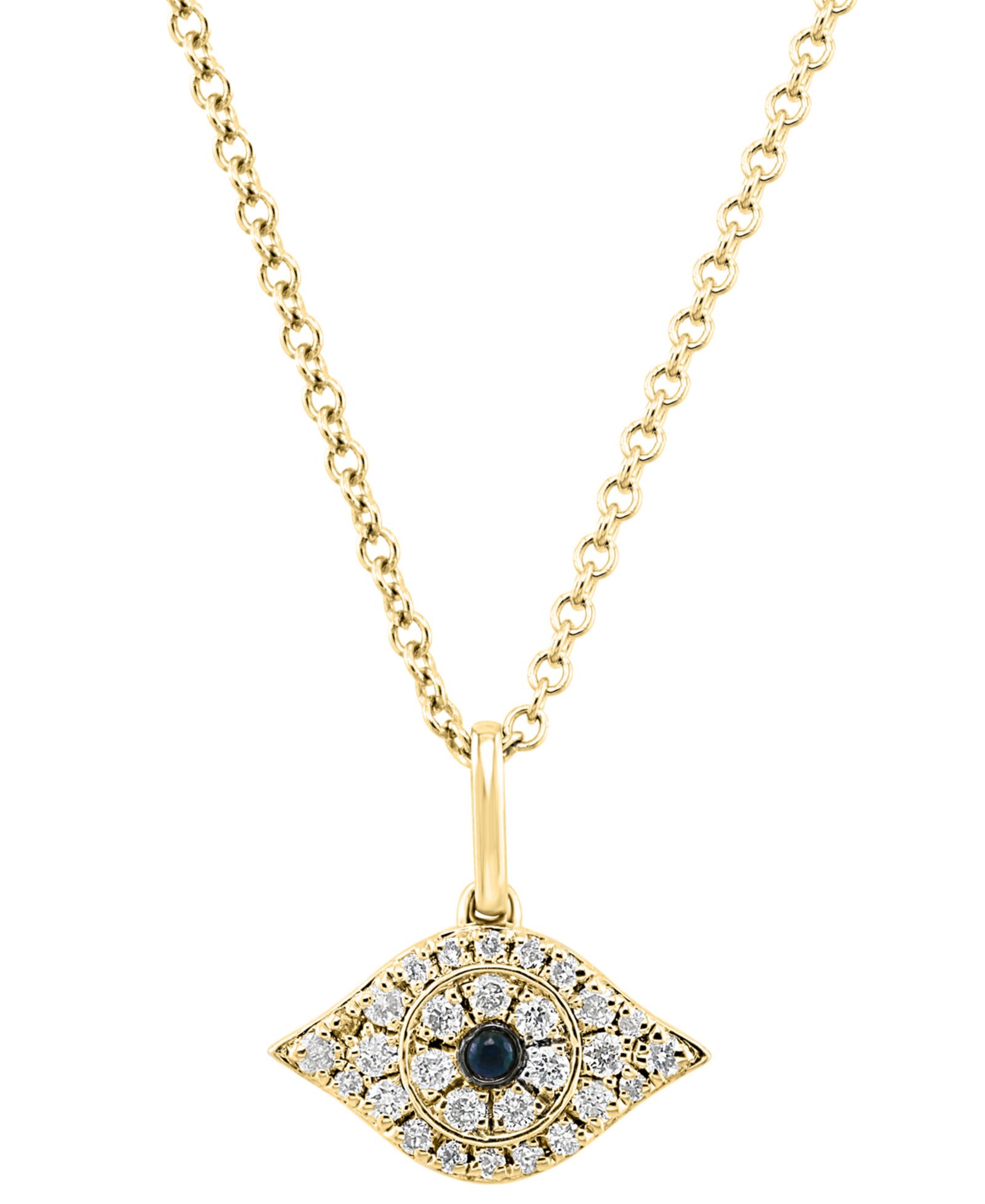 Подвеска EFFY® Black Diamond Accent & Diamond Evil Eye 18" в стерлинговом серебре