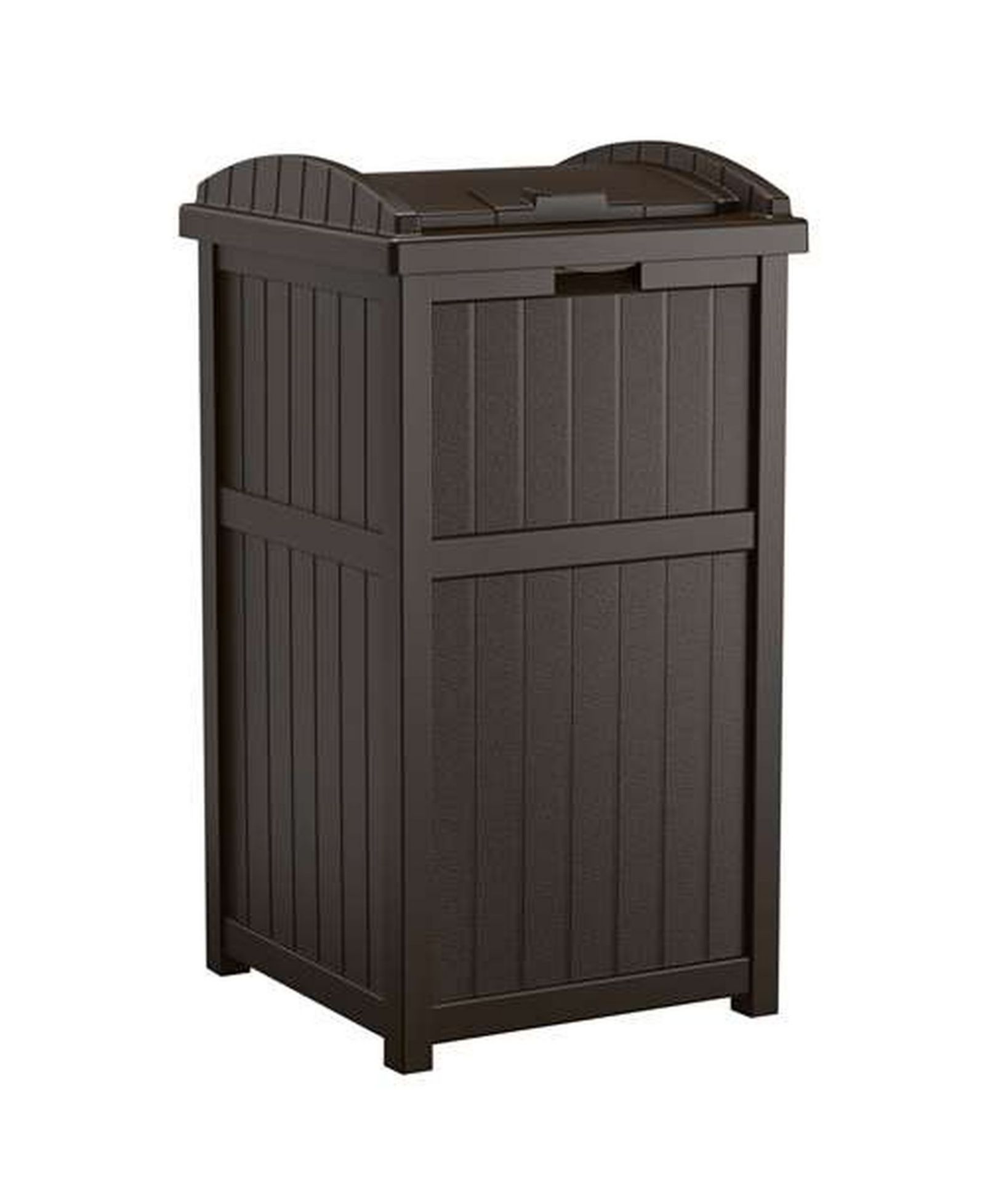 Suncast Trash Hideaway Outdoor Patio 33 Gallon Garbage Waste Trash Can Bin