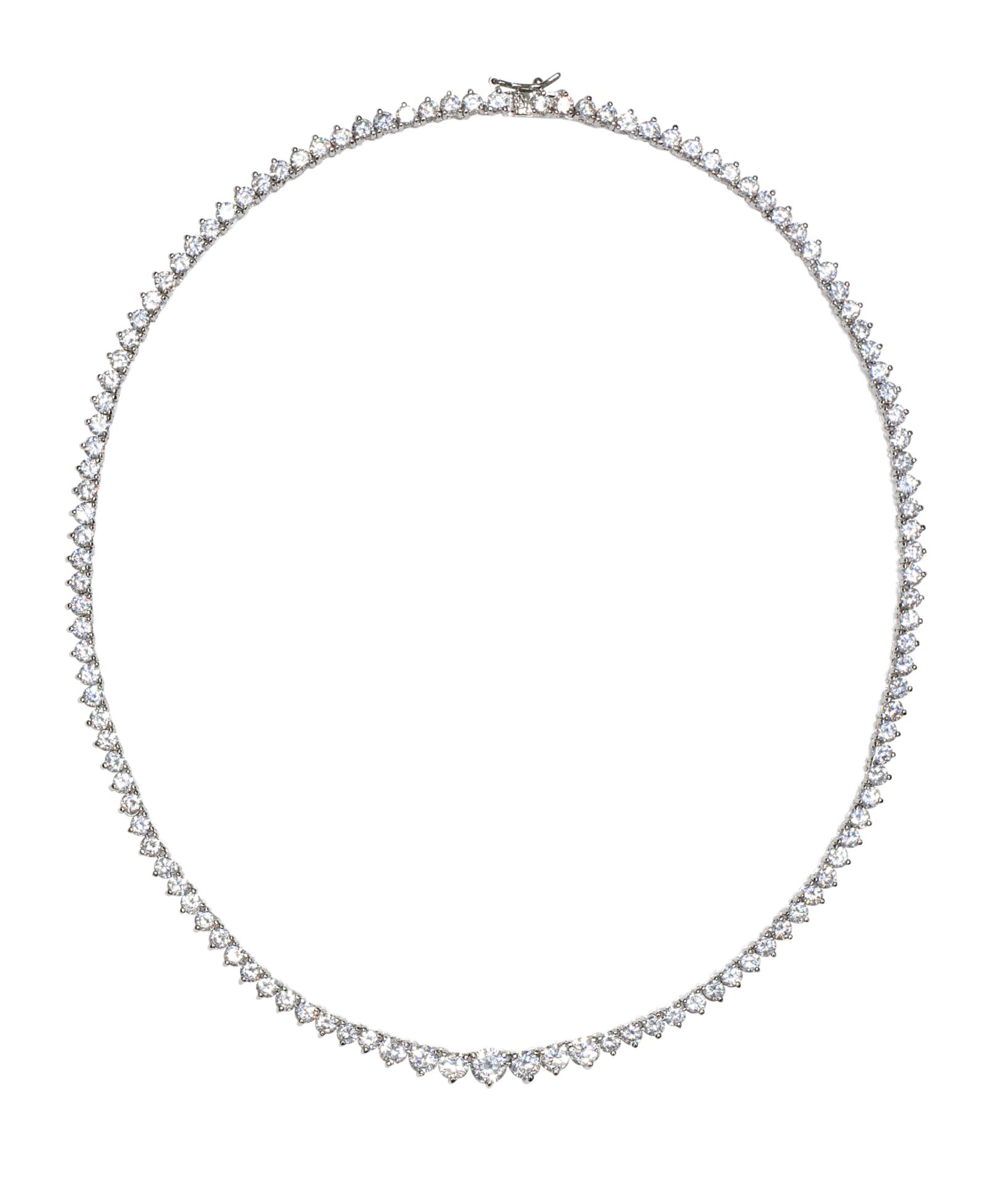 Ожерелье-чокер Cubic Zirconia Graduated Tennis 16" Sterling Silver