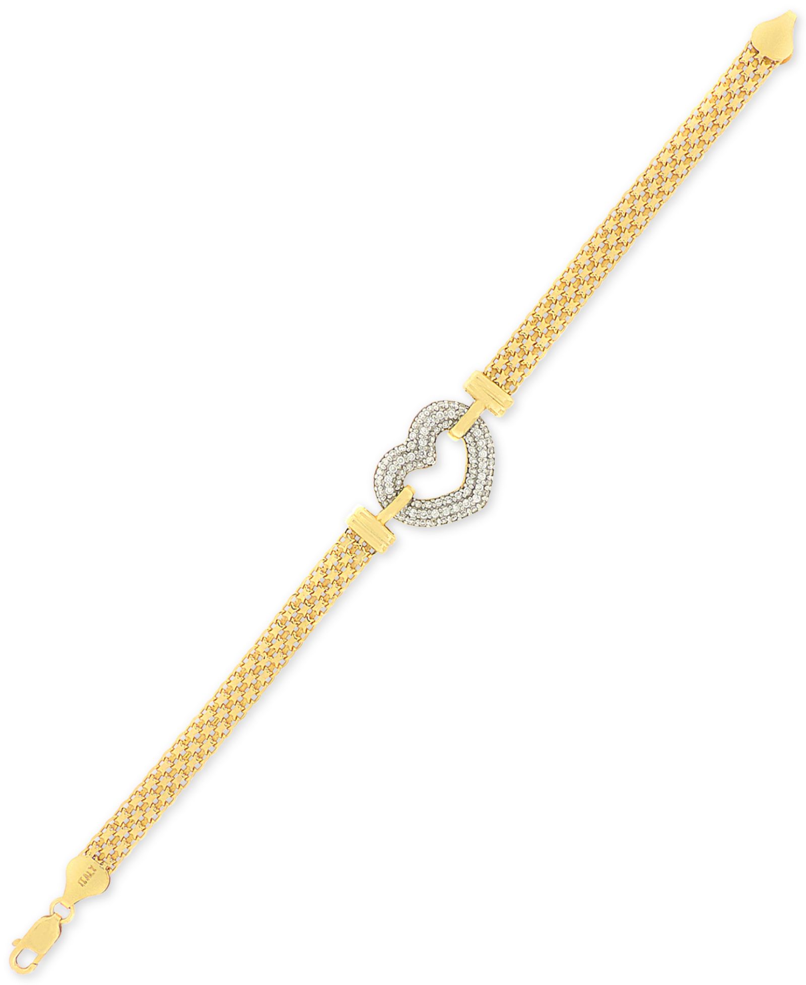 Браслет с сердечком из кубического циркония, стерлинговое серебро и 18K Gold-Plate