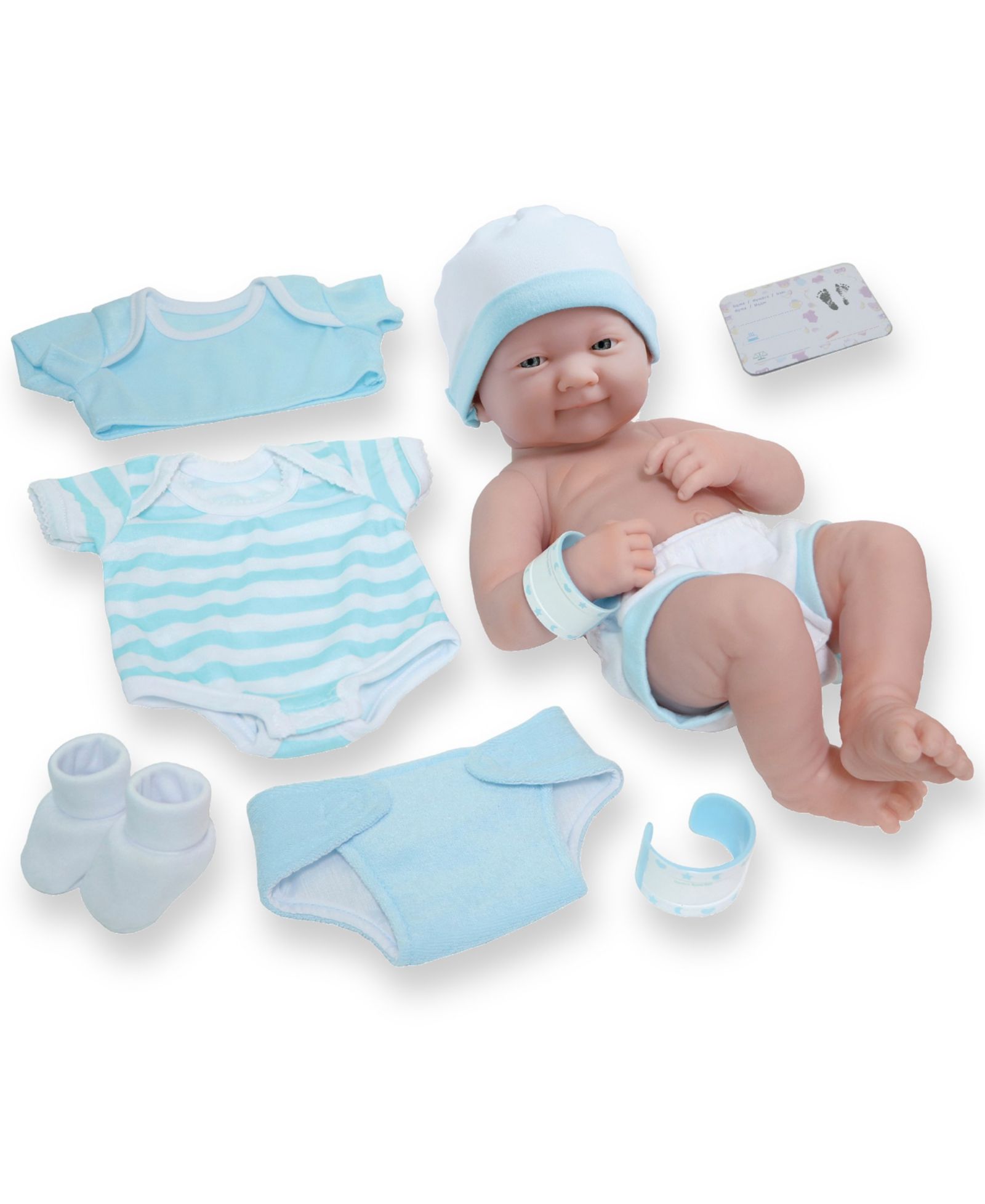 Набор подарков La Newborn Nursery с куклой Smiling Baby, 8 шт, голубой