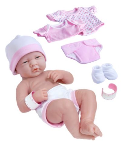 JC Toys Nursery 14" Poseable Baby Doll with Accessories, 8-Piece Set, Ages 2+