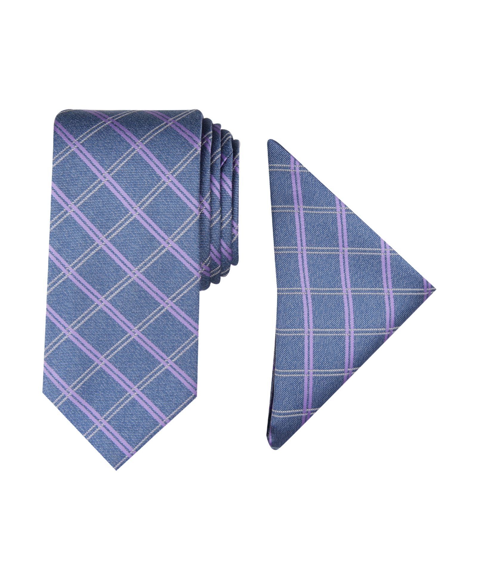Nautica Men Marion Grid Tie & Pocket Square Set