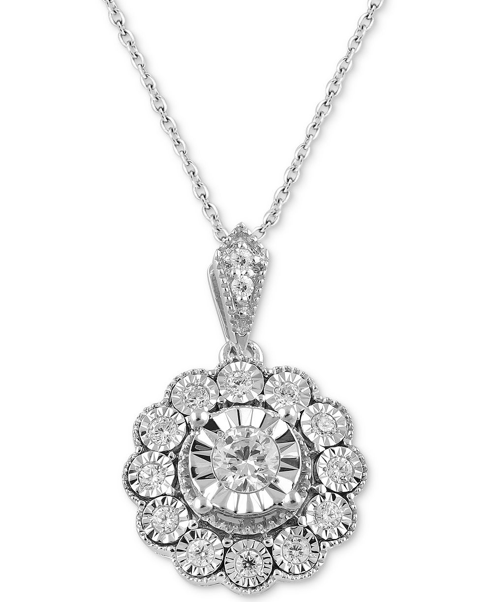 Подвеска Diamond Flower 18" из стерлингового серебра
