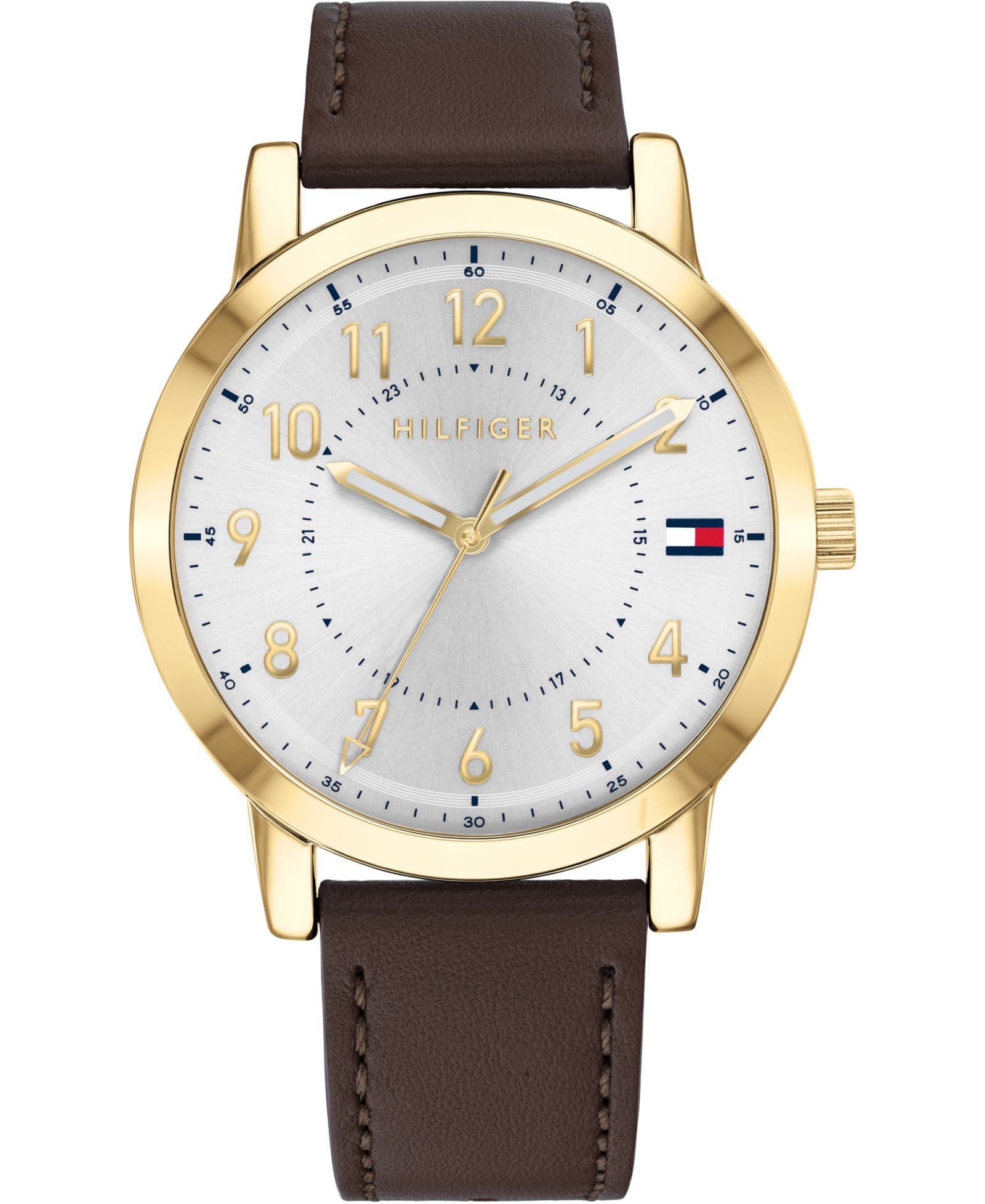 Мужские часы Tommy Hilfiger, коричневый кожаный ремешок, 42mm
