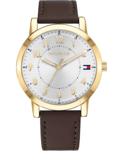 Мужские часы Tommy Hilfiger, коричневый кожаный ремешок, 42mm