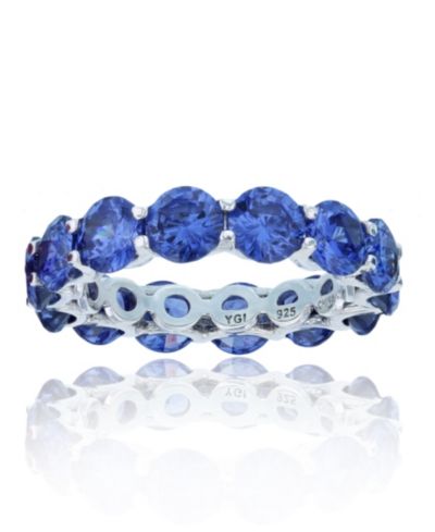 Dark Purple Cubic Zirconia Eternity Band in Rhodium Plated Sterling Silver