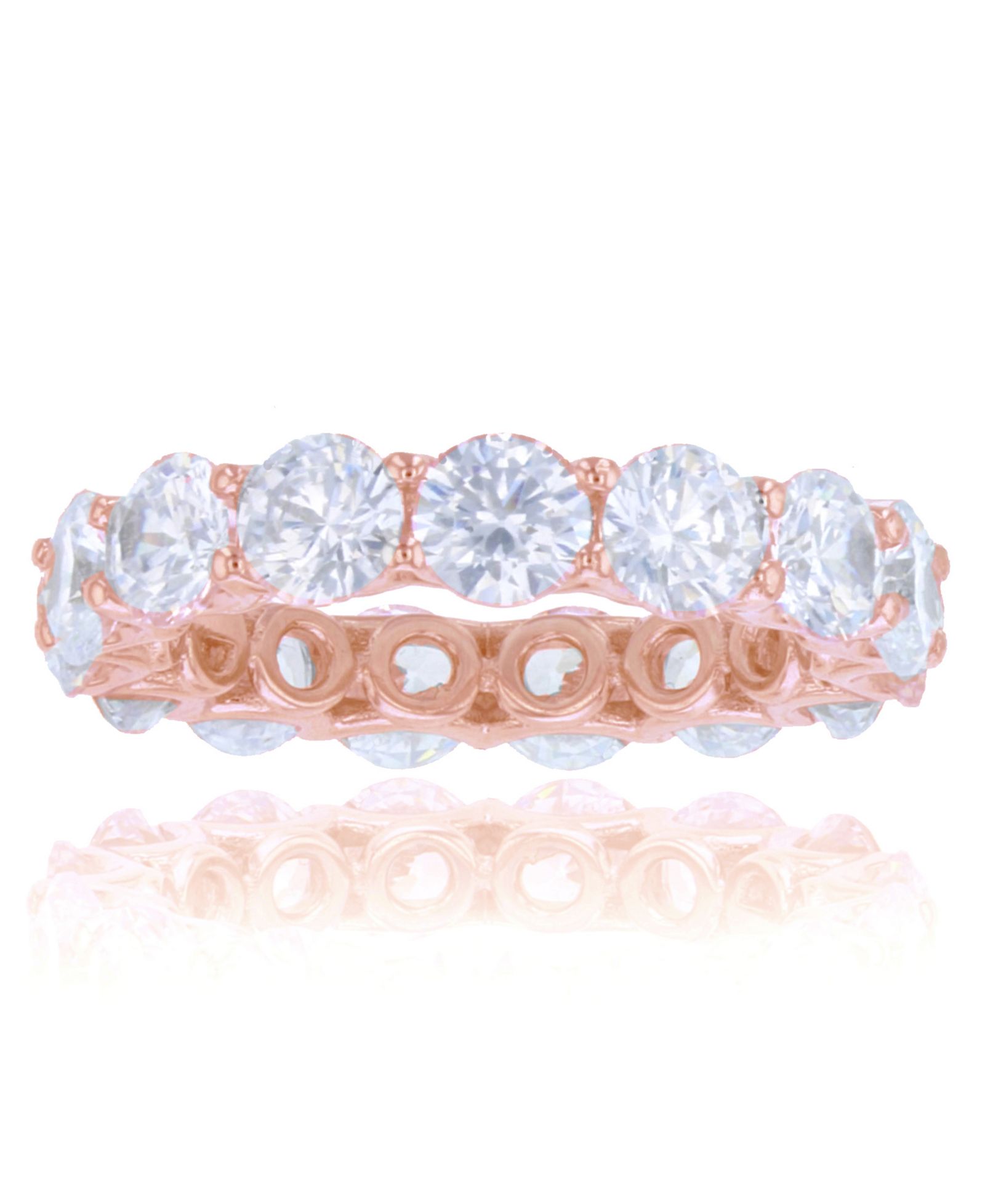 Кольцо Eternity Band из розового позолоченного стерлингового серебра с белым кубическим цирконием
